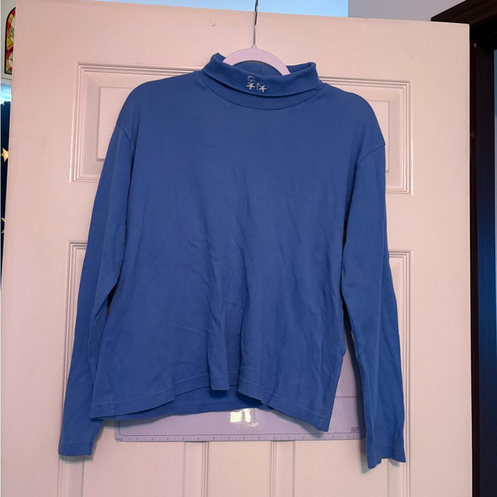 Embroidered Neck Cotton Turtleneck